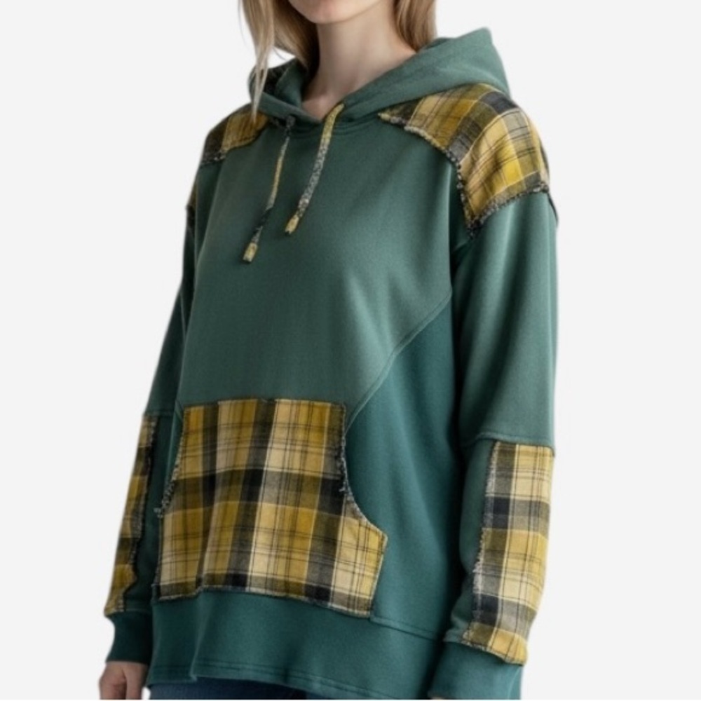 POL oversized Bandana print Hoodie Patchwork Kangaroo pocket Size M Cozy Relaxed